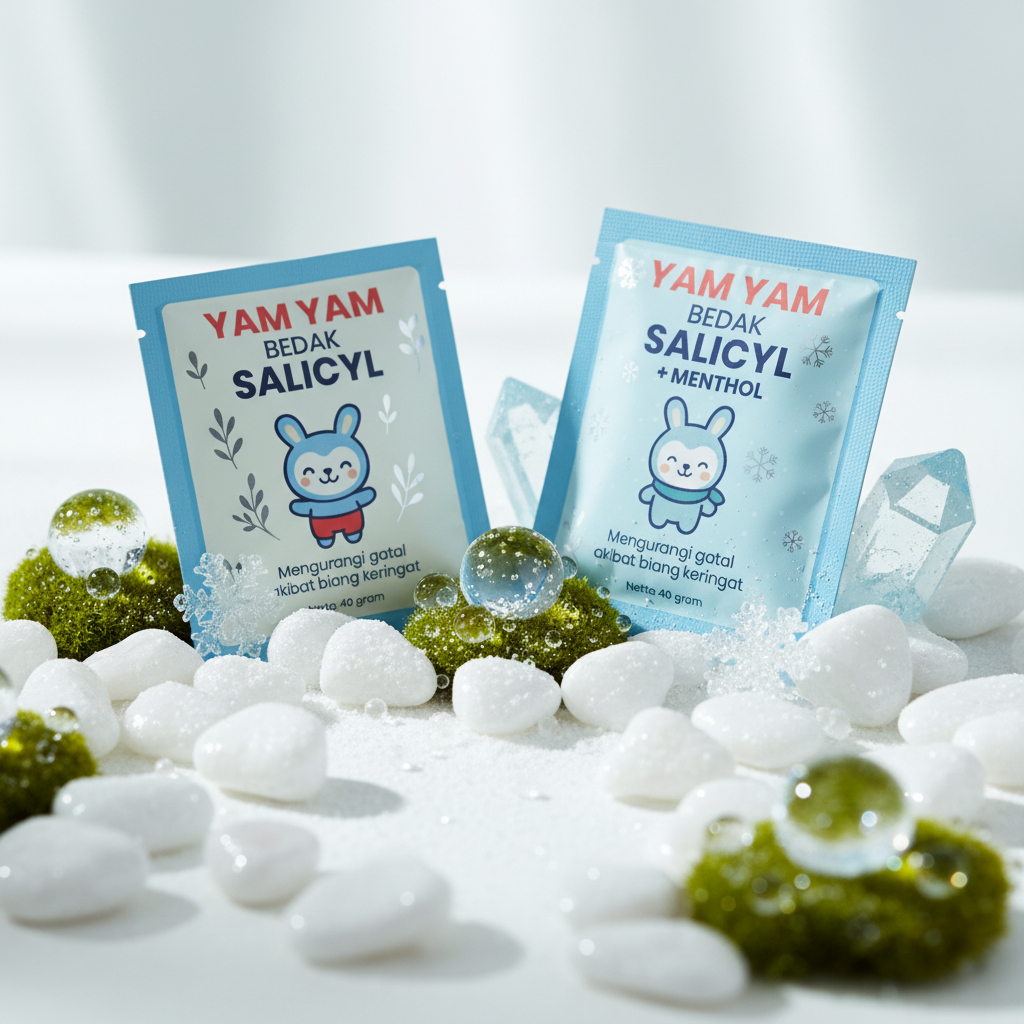 [BUNDLE: 12 sachet Parfum + 12 sachet Menthol] [free 1 pot] Yam Yam Bedak Salicyl