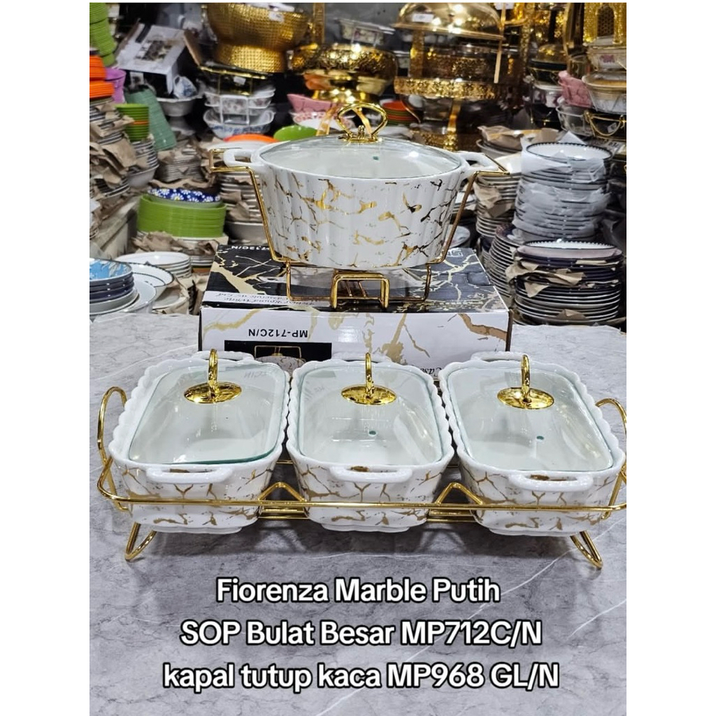 set prasmanan/prancisan fiorenza 4 buah motif marble MP712/N & MP968