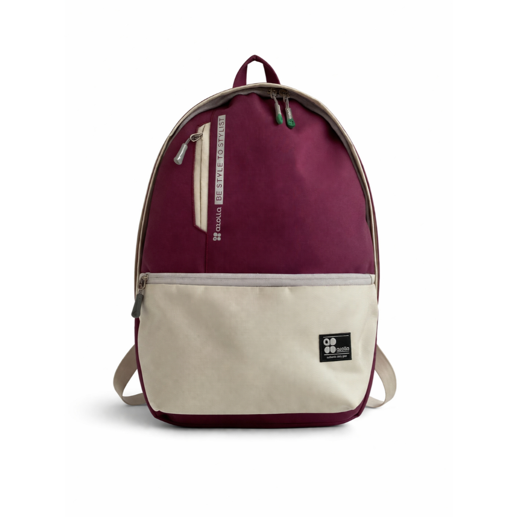 Azolla Classic Maroon Backpack – Tas Ransel Casual Sekolah & Kuliah Stylish Daily Bag