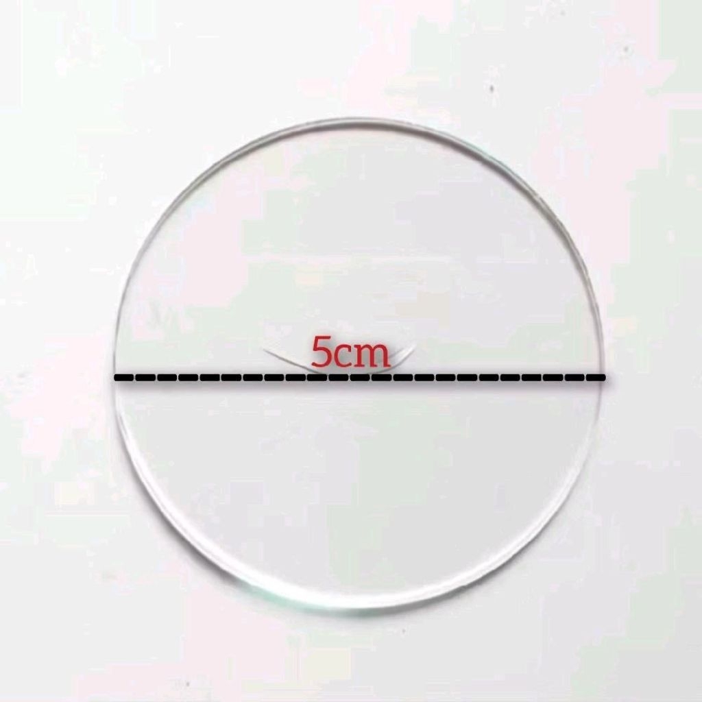Kaca Bening Lingkaran 5cm Tebal kaca 2mm bulat