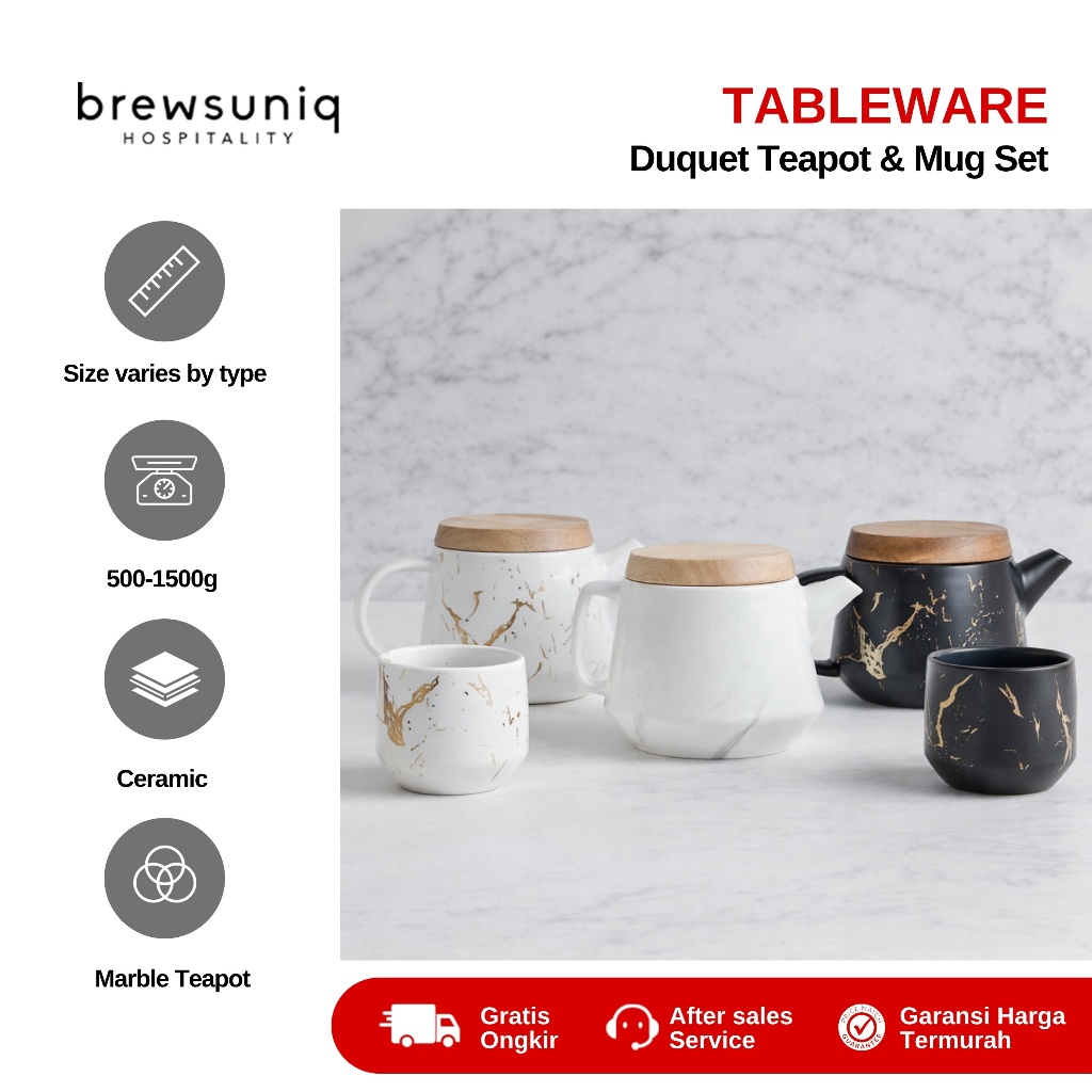BREWSUNIQ - Duquet Teapot & Mug Set Teko dan Cangkir Keramik Estetik Minimalis