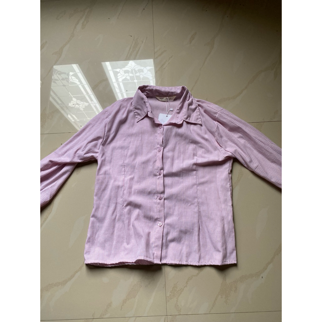 Kemeja heclo pink salur