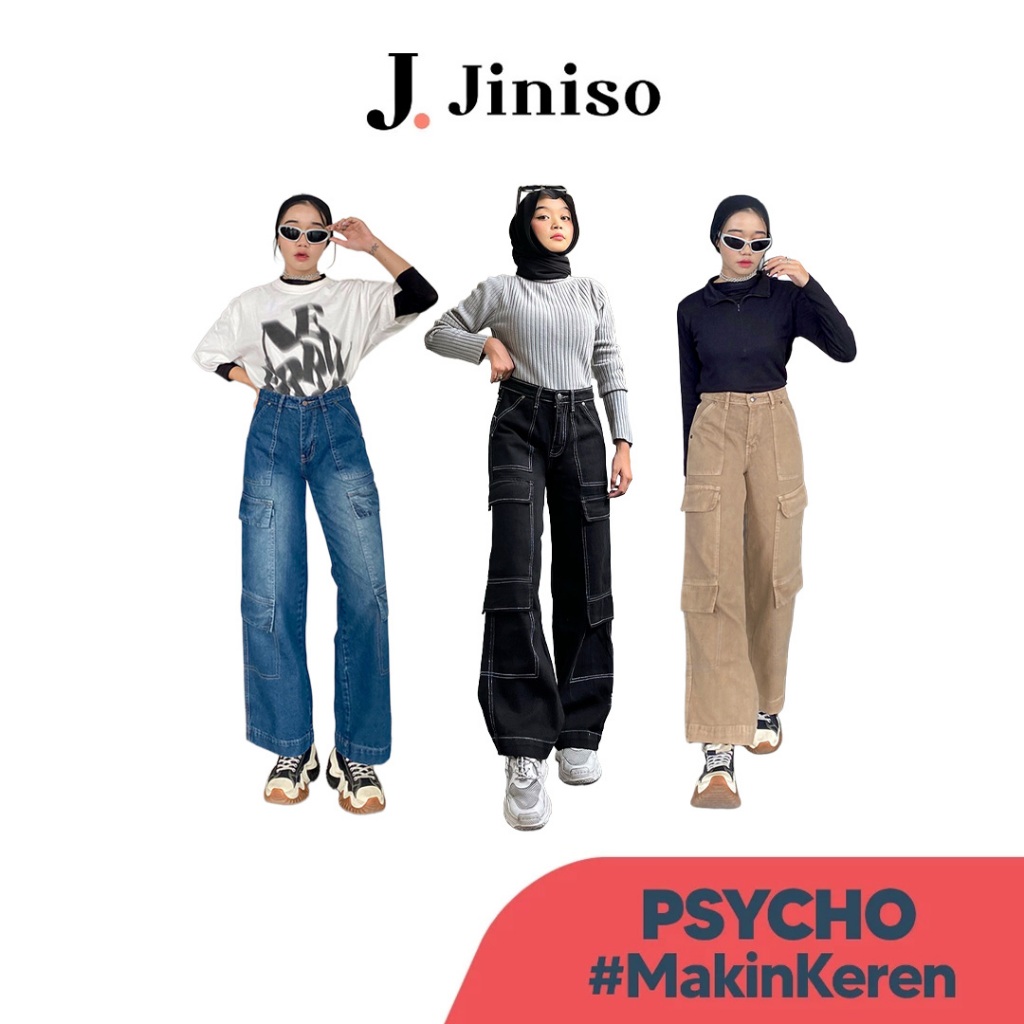 JINISO - Highwaist Cargo Psycho Jeans