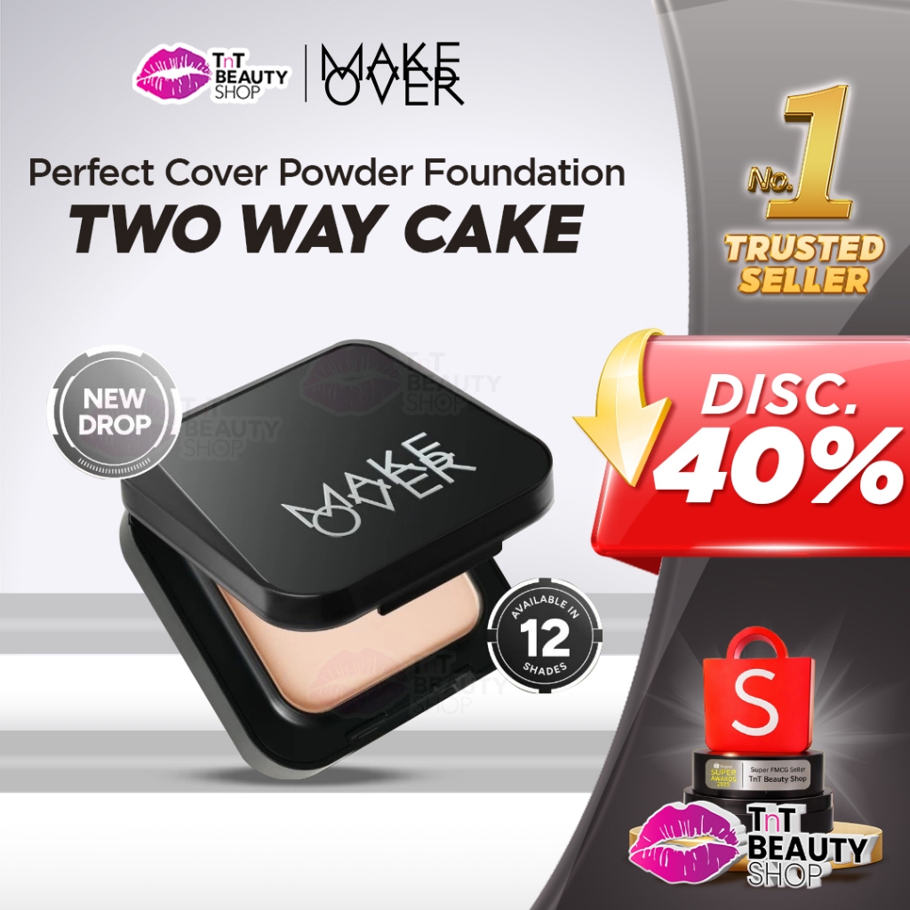 NEW MAKE OVER Perfect Cover Powder Foundation - TWC Two Way Cake Cover Melt and Blur Powder | TnT Be