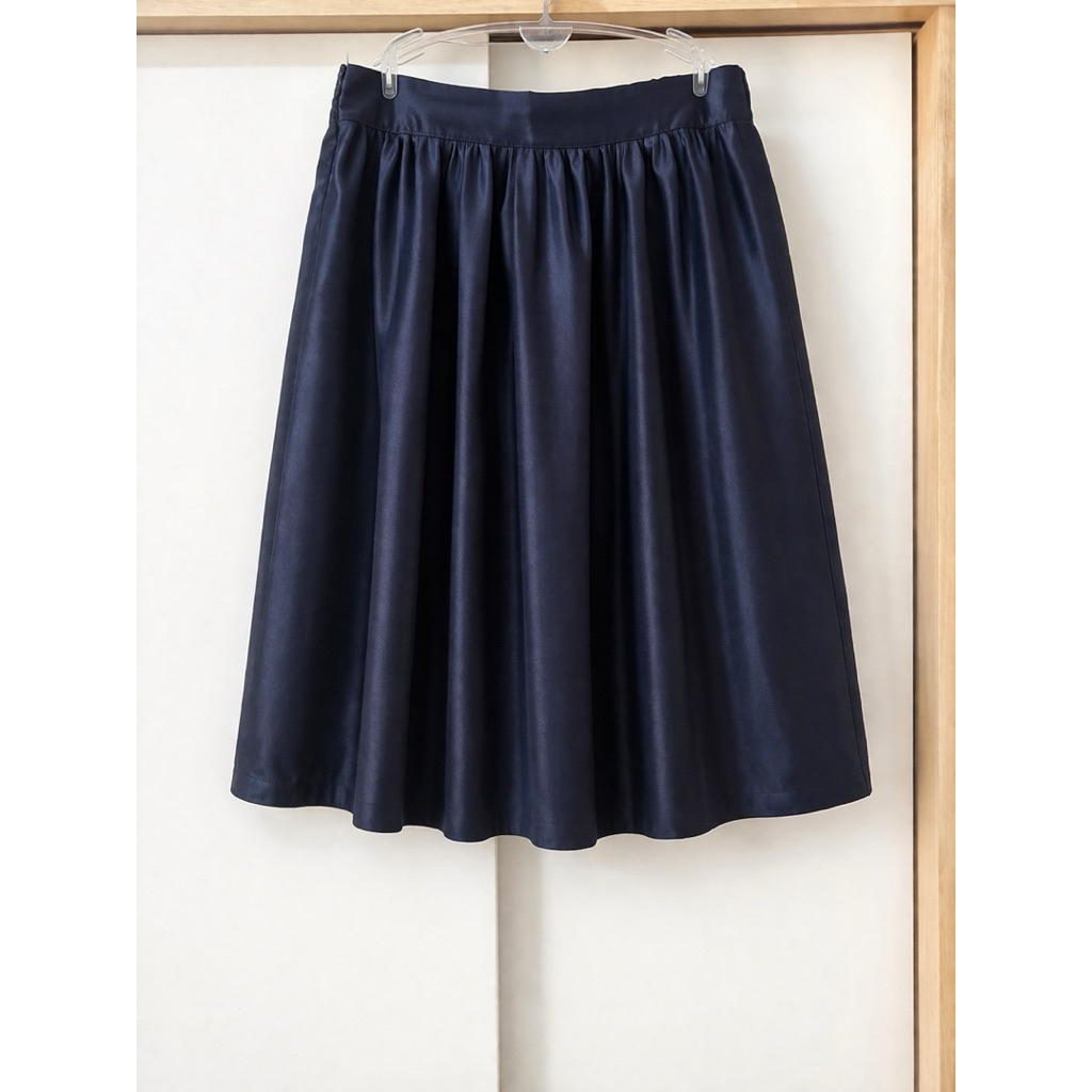 Rok Wanita Navy Flare A-Line | Rok Rample Pinggang Karet Fit S M L | Rok Wanita Casual Korean Style