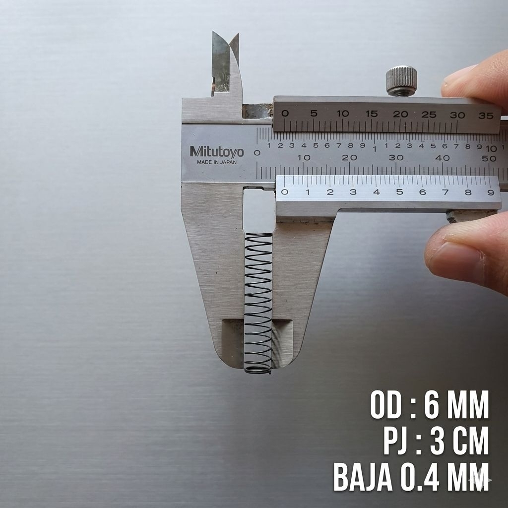 Per pegas Tekan OD 6mm Pj 3cm Baja 0.4mm