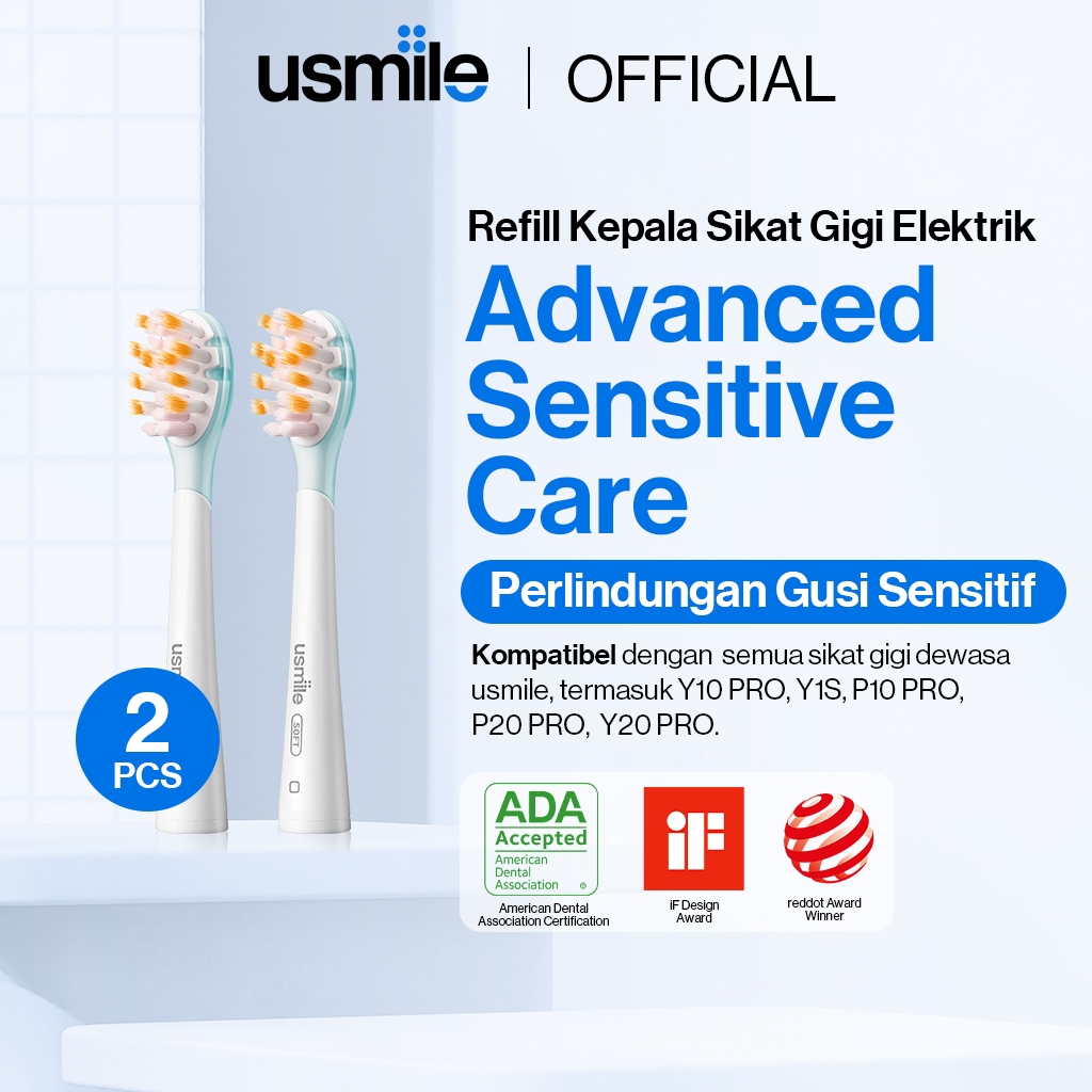usmile Advance Sensitive Kepala Sikat Gigi Elektrik 2 Pcs
