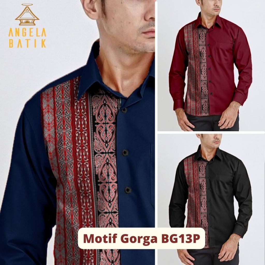 Angela Batik Batak | Kemeja Batik Batak Lengan Panjang Pria | Batik Pria Motif Gorga BG13