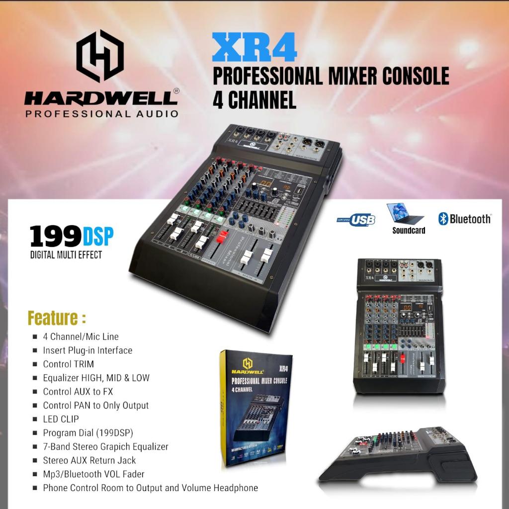 MIXER HARDWELL XR-4 4 CHANNEL PROFESSIONAL MIXING CONSOLE