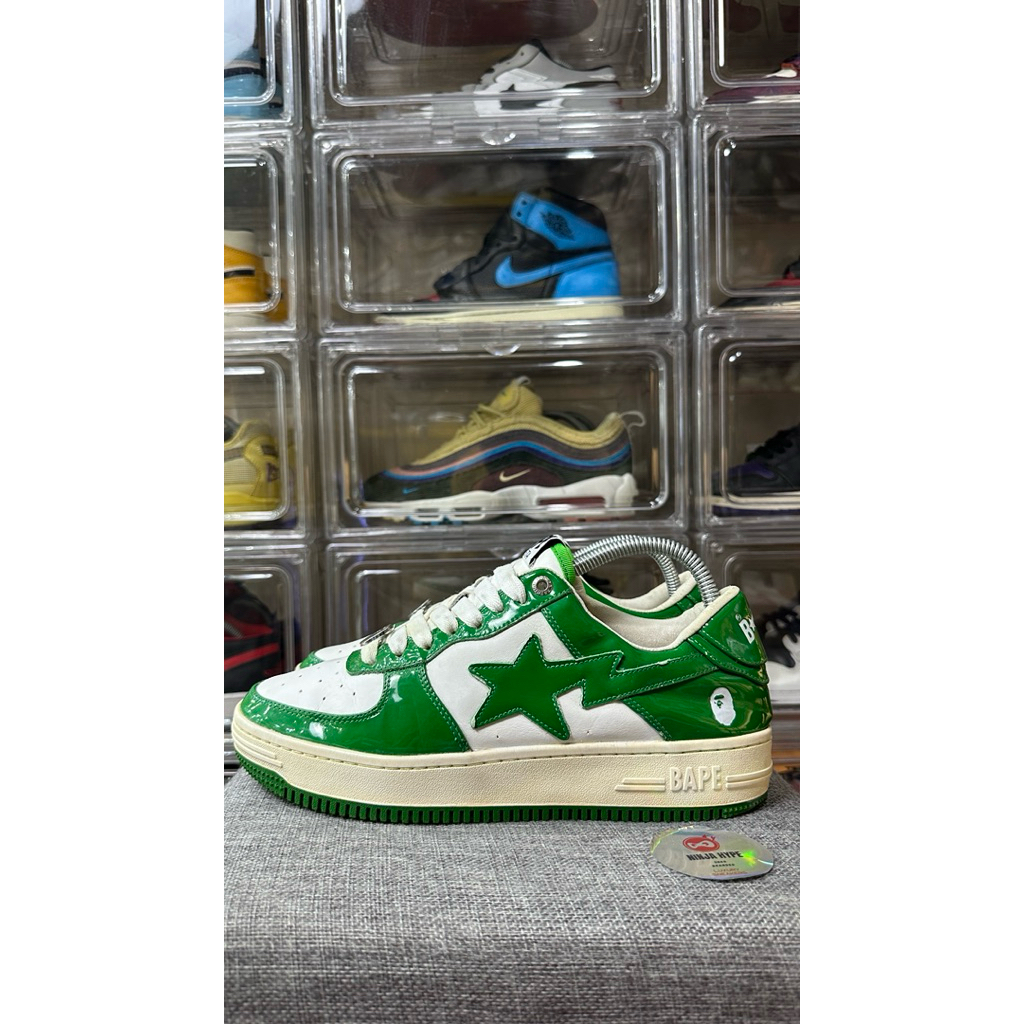 A BATHING APE BAPESTA LOW GREEN  , BAPE APE BAPESTA LOW GREEN , SNEAKERS BASKET , SEPATU , SEPATU BA