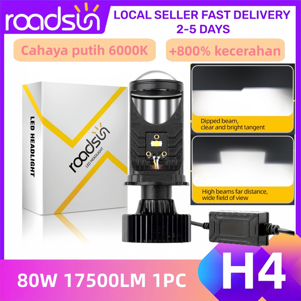 ROADSUN LED mini projector Y6D h4 led mobil motor projector super terang fokus