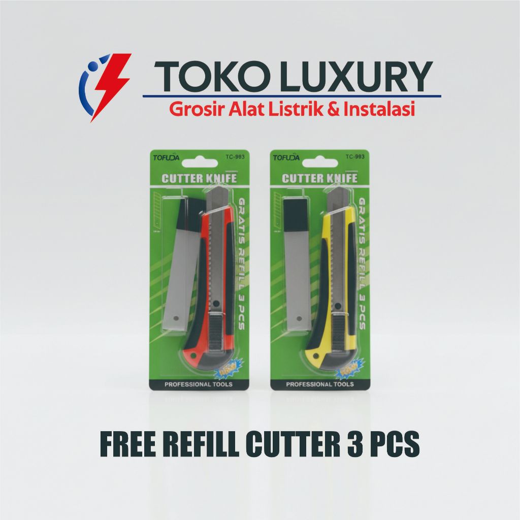 Pisau Cutter Besar + Refill 3 PCS Cutter Knife Tofuda Cutter Tebal Cutter Kerja Cutter Bangunan Cutt