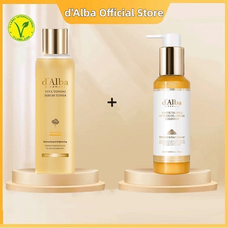 d'Alba Vita Toning Serum Toner 180ml/d'Alba White Truffle Return Oil Cream Cleanser-150ml