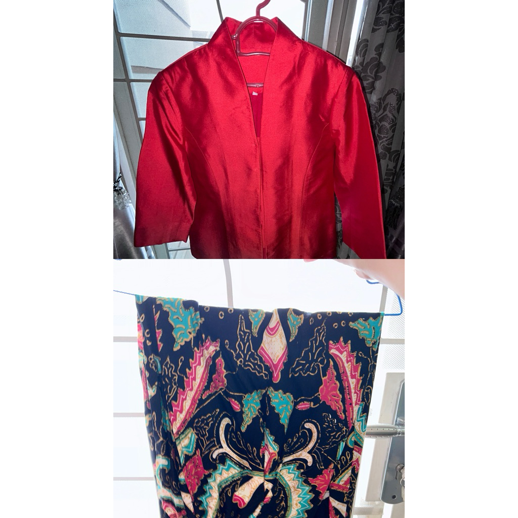 Satu set kebaya Putu baru Merah