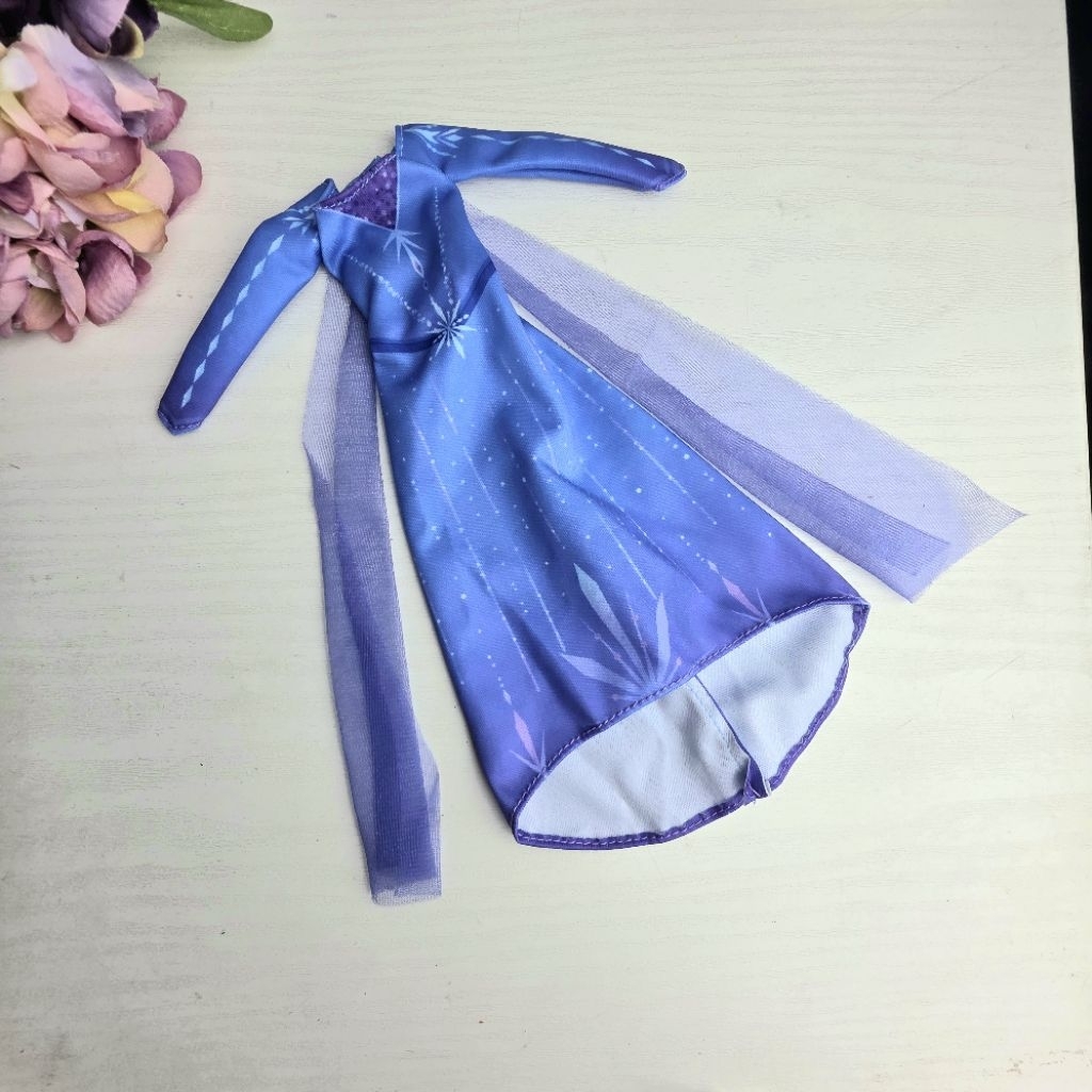 Baju Dress Boneka Disney Princess Elsa Frozen blue fit mtm barbie