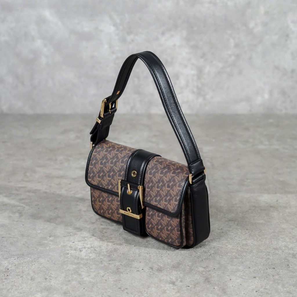 (DEFECT SALE) Tas MK PATTERN BROWN BLACK BELT SHOULDER BAG 100% ORIGINAL