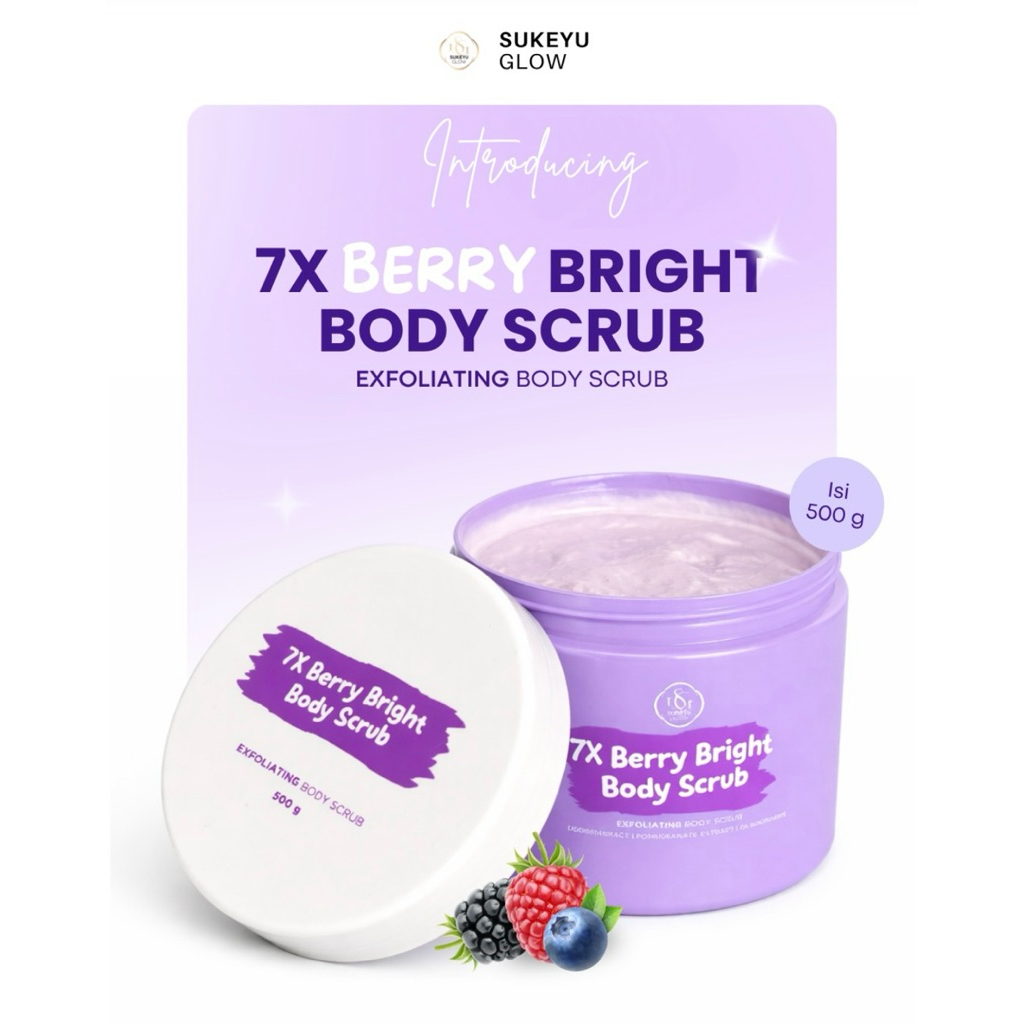 SUKEYU GLOW BODY SCRUB 7X BERRY BRIGHT EXFOLIATING 500 g - Scrub Tubuh Pencerah dengan Ekstrak Berry