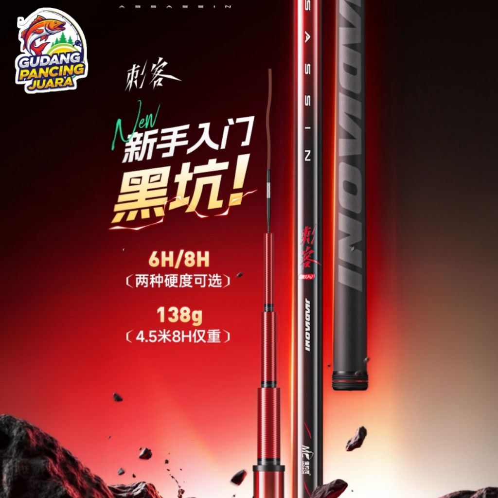 Jiadiaoni Assassin Joran Tegek Karbon Carbon Kaku Ringan Original Ruas Panjang High Power Rod