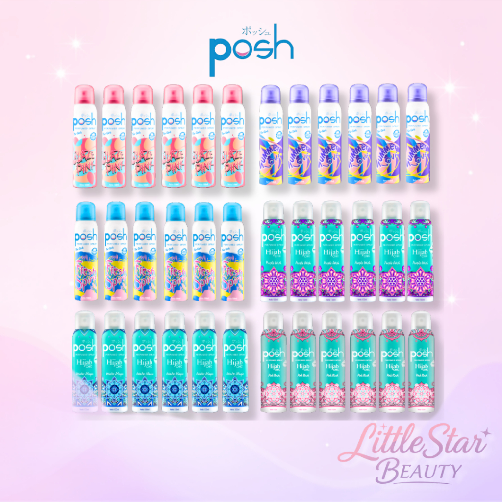 6 Pcs Posh Perfumed Spray Body Spray 150ml Parfum Wanita Hijab Halal Wangi Tahan Lama Seharian
