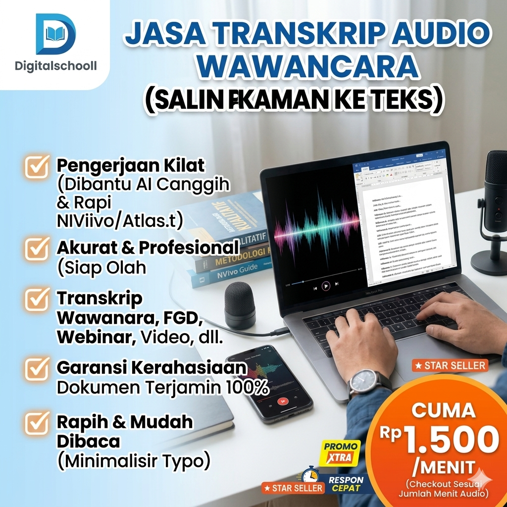 Jasa Transkrip Audio Wawancara / Ketik Rekaman ke Teks / Video ke Word Cepat & Rapih