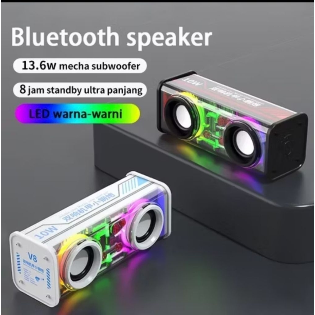 promo obral speaker bluetooth v8 rgb / speaker bluetooth tws rgb V8 / speaker bluetooth led rgb supe