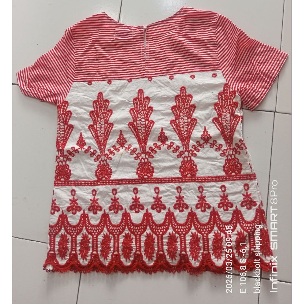 kaos blouse motif batik lengan pendek atasan wanita
