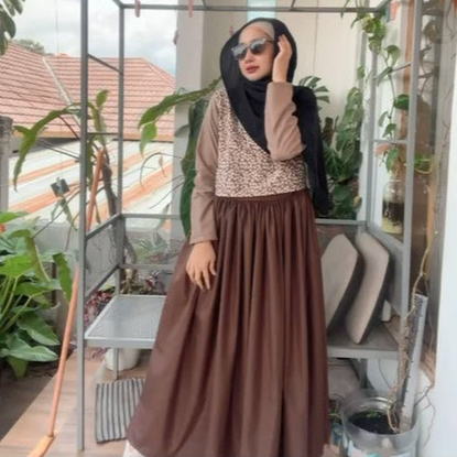 Gamis Abaya Premium Deriana Project Naira Dress Realpict Polos Coklat Limited