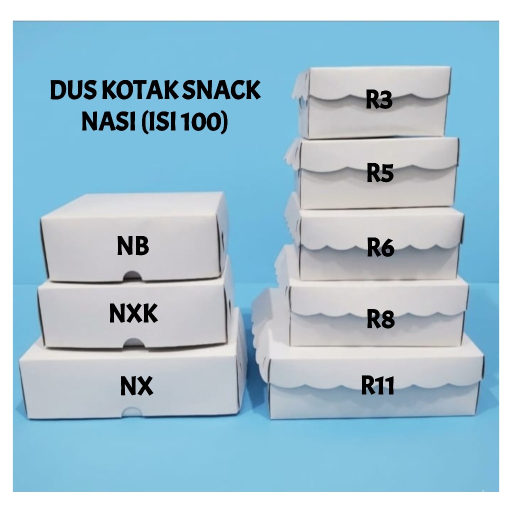 Dus Kotak Nasi Kue Snack Makanan Hajatan Box Putih Polos Coat Ukuran Kecil Besar