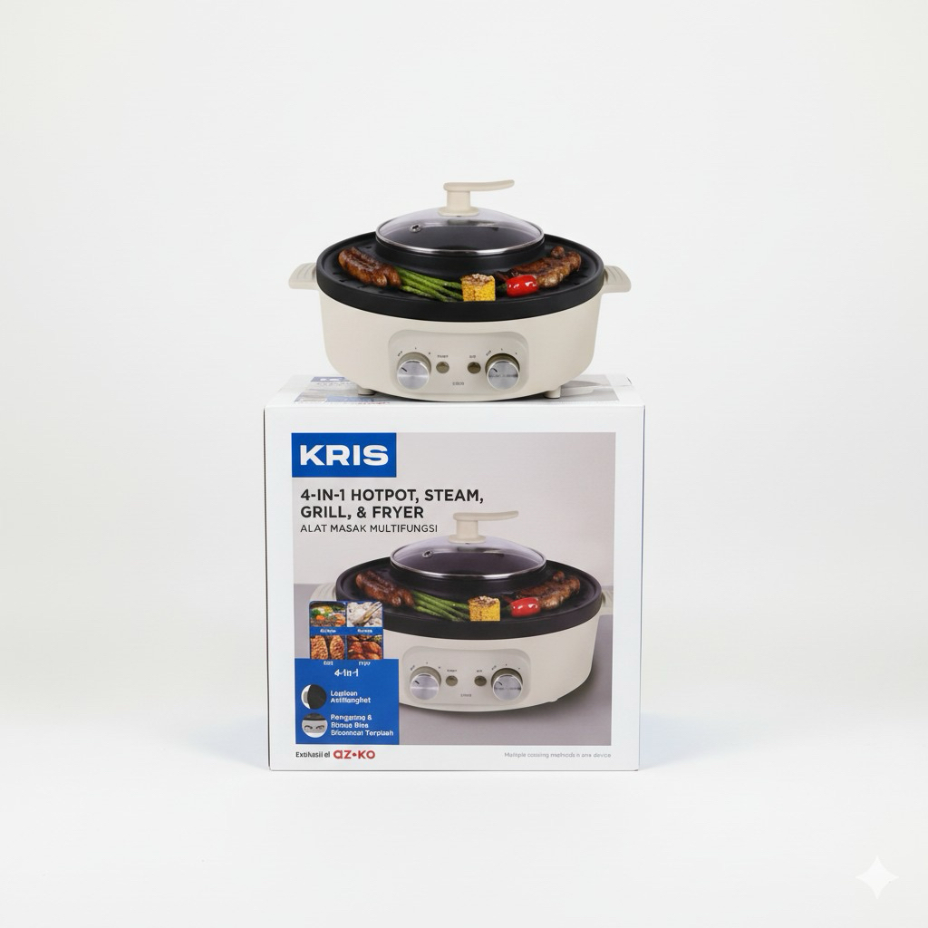 Multi Cooker KRIS 4in1 | Hotpot Grill Kukus Goreng | Baru 100%