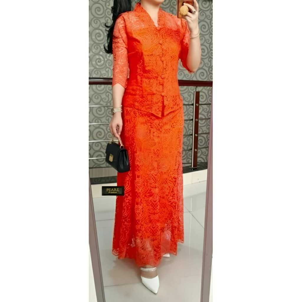 SET ROK Renda Pearl Terbaru Kancing Depan Terbaru STELAN KARTINI BAJU WANITA KONDANGAN GEREJA NATAL