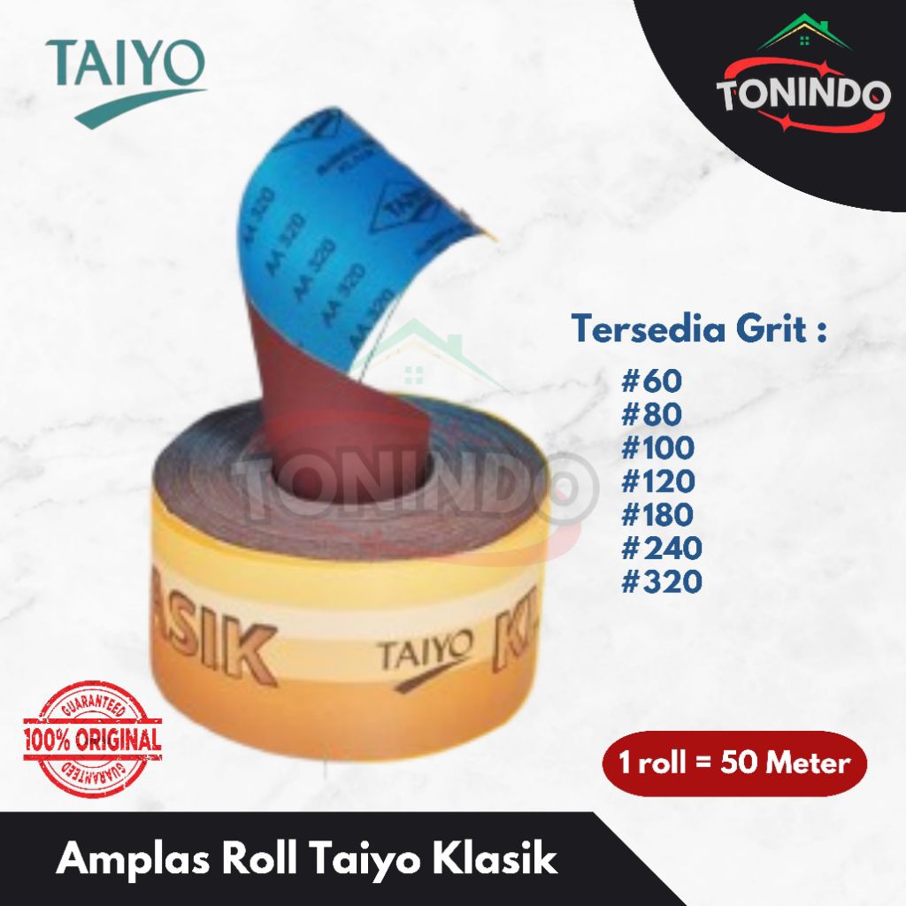Amplas Roll TAIYO Klasik Grit 60/80/100/120/150/180/240/400 - 1 Roll (50 Meter)