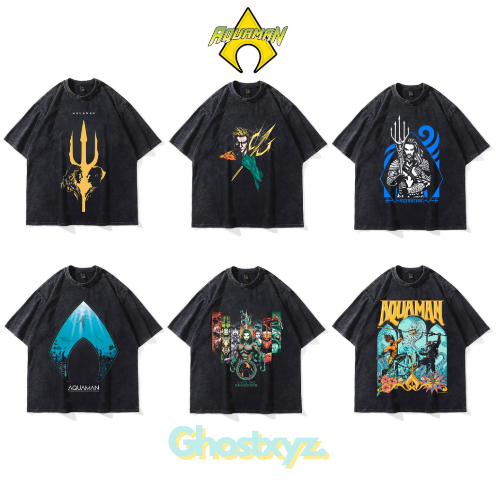 Ghostxyz T-Shirt Aquaman Wash Oversize Vintage Tee Baju Kaos