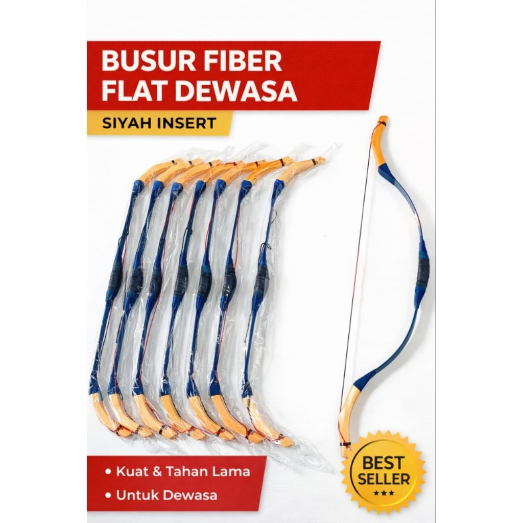 Busur Fiber Flat Dewasa Siyah insert Lbs 30-50 Lbs