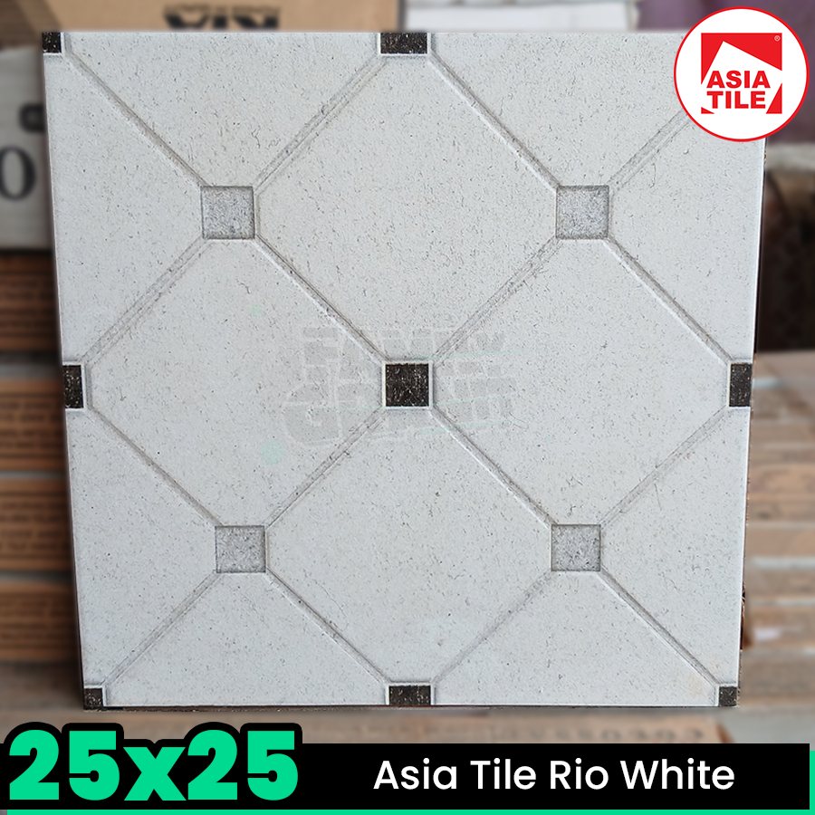 Keramik Kasar 25x25 Asia Tile Rio White Lantai Kamar Mandi / Toilet / WC Matte