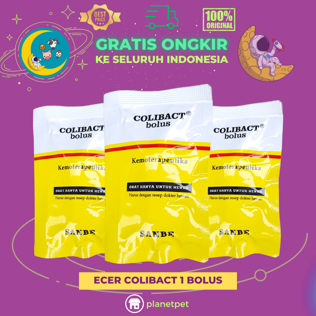 ECER COLIBACT 1 BOLUS - Untuk Diare Hewan Sapi, Kuda, Domba, Babi Dan Lainnya.