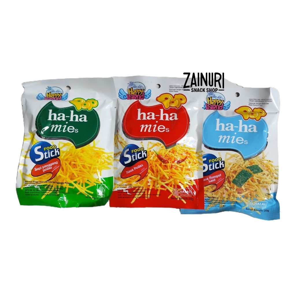 Ha-ha-mies Food Stick 1 Pack isi 10 pcs x 20gr - Snack Renyah Rasa Pedas & Rumput Laut