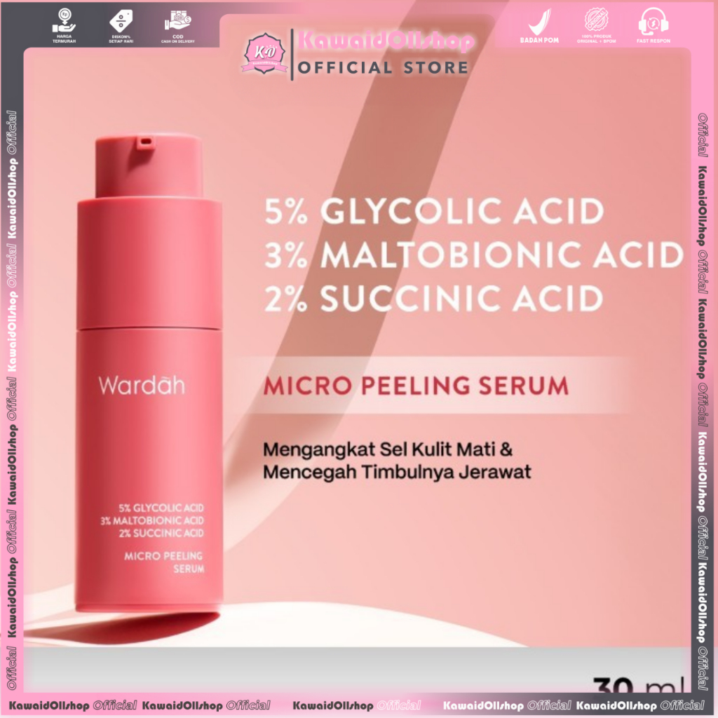 Wardah 5% Glycolic Acid 3% Maltobionic Acid 2% Succinic Acid Micro Peeling Serum - Exfoliating Serum