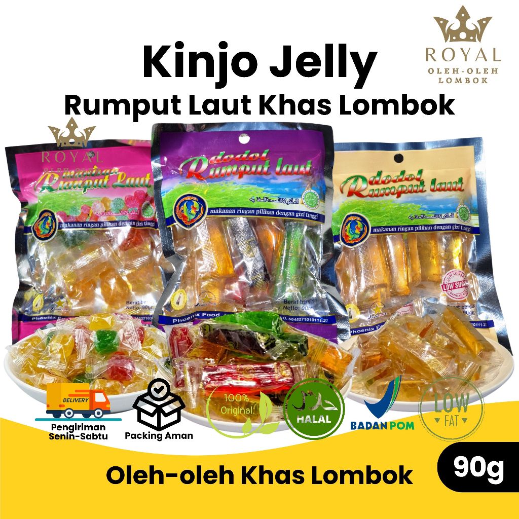 Kinjo Jelly Dodol Manisan Rumput Laut Khas Lombok - Oleh Oleh Lombok Phoenix Food 90g
