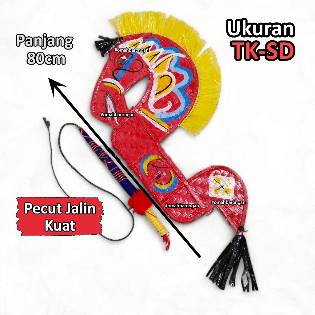 Kuda Lumping Kepang Jaranan Anak PAUD TK SD Gratis Pecut Cambuk Lidi Ukuran Tanggung