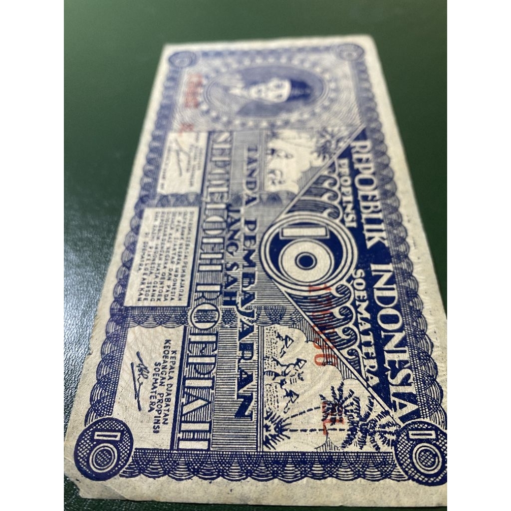 Uang Kuno 10 Rupiah Orida Soematra Soekarno 1942