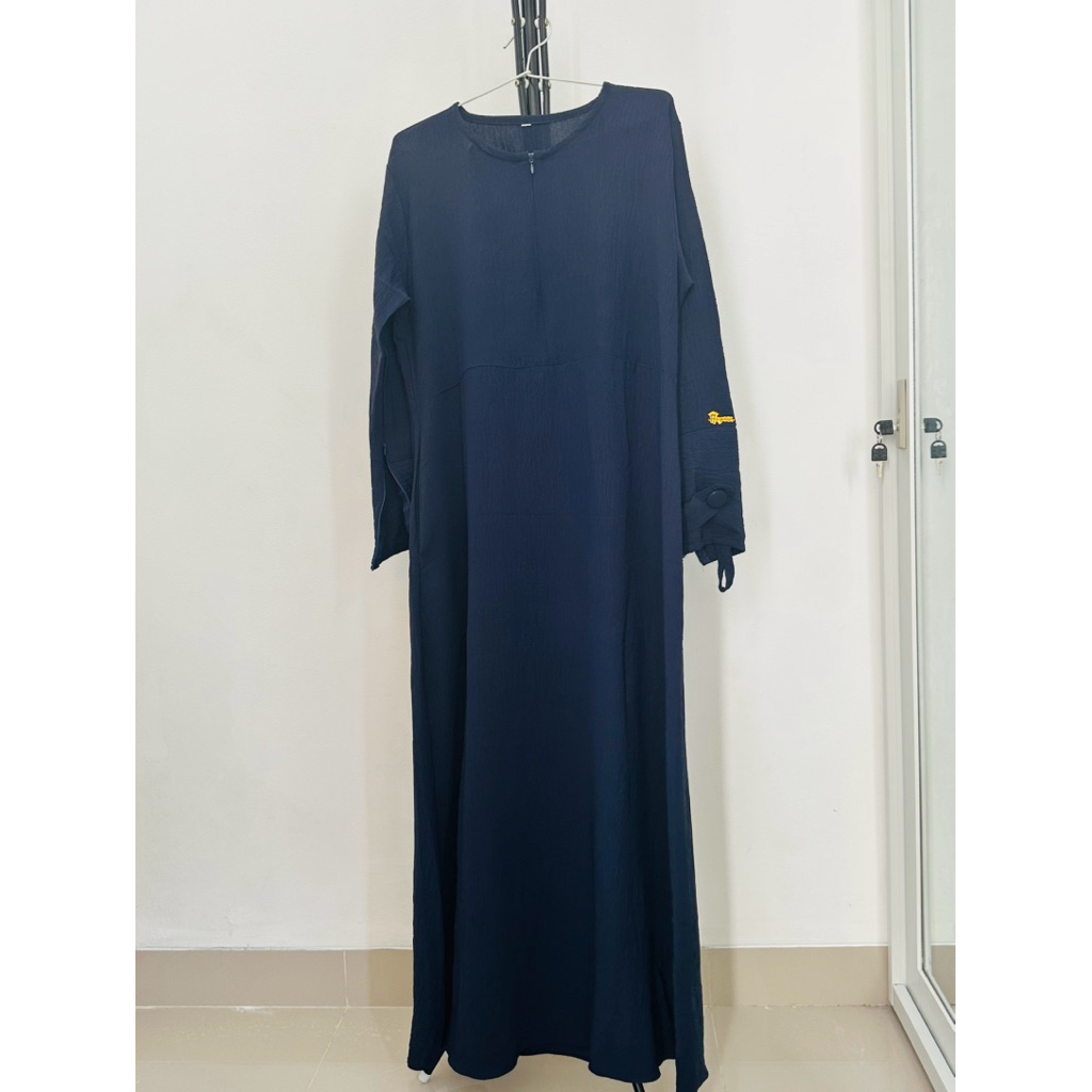 [preloved] Baju gamis wanita - Navy - Crinkle - set gamis hijab cadar