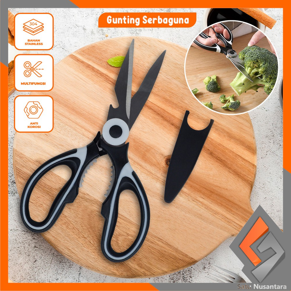 SN-C998 Gunting Dapur Serbaguna Stainless Tahan Karat Set Tutup / Gunting Ayam Ikan Daging Sayuran P