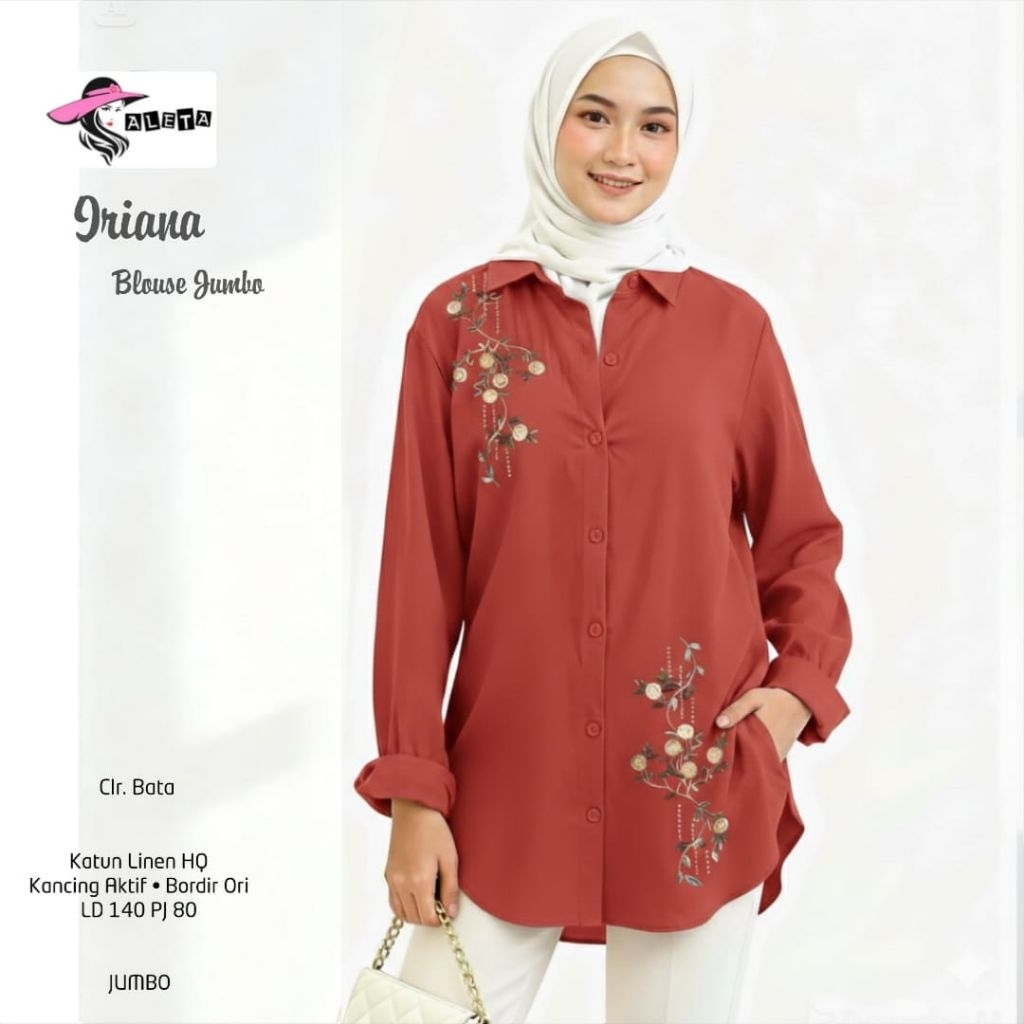 Iriana Blouse Jumbo Katun Linen Premium