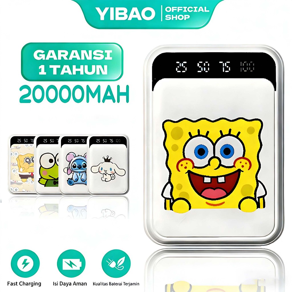 YIBAO LENTIVEN Powerbank 20000 mAh Mini Size Portabel Fast Charging H24