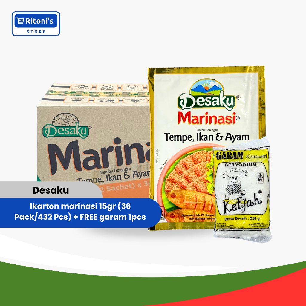 Desaku Bumbu Marinasi 15gr (1 Karton/432 Pcs) + FREE Garam 1 Pcs