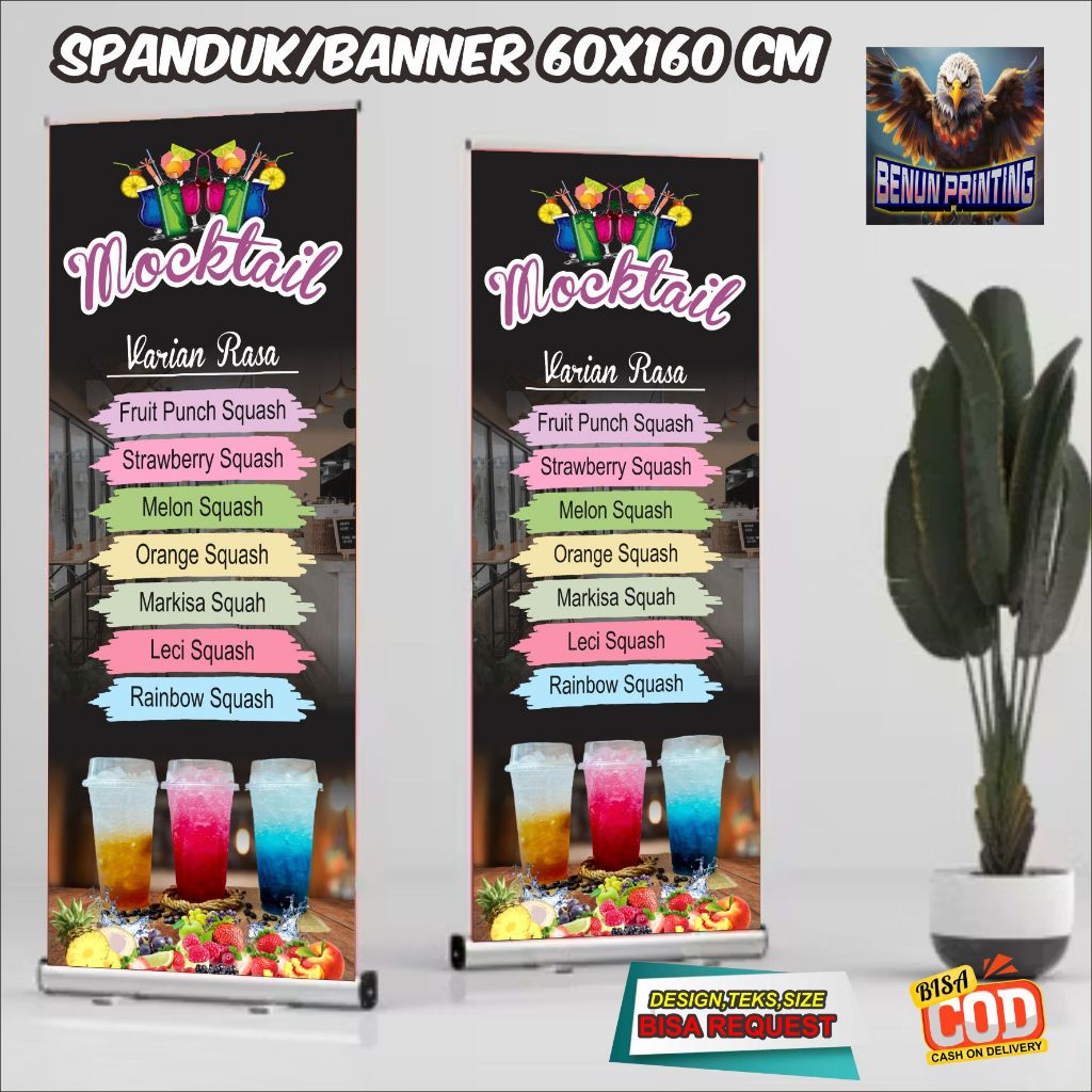 Banner Spanduk Mocktail Custom 60x160 cm