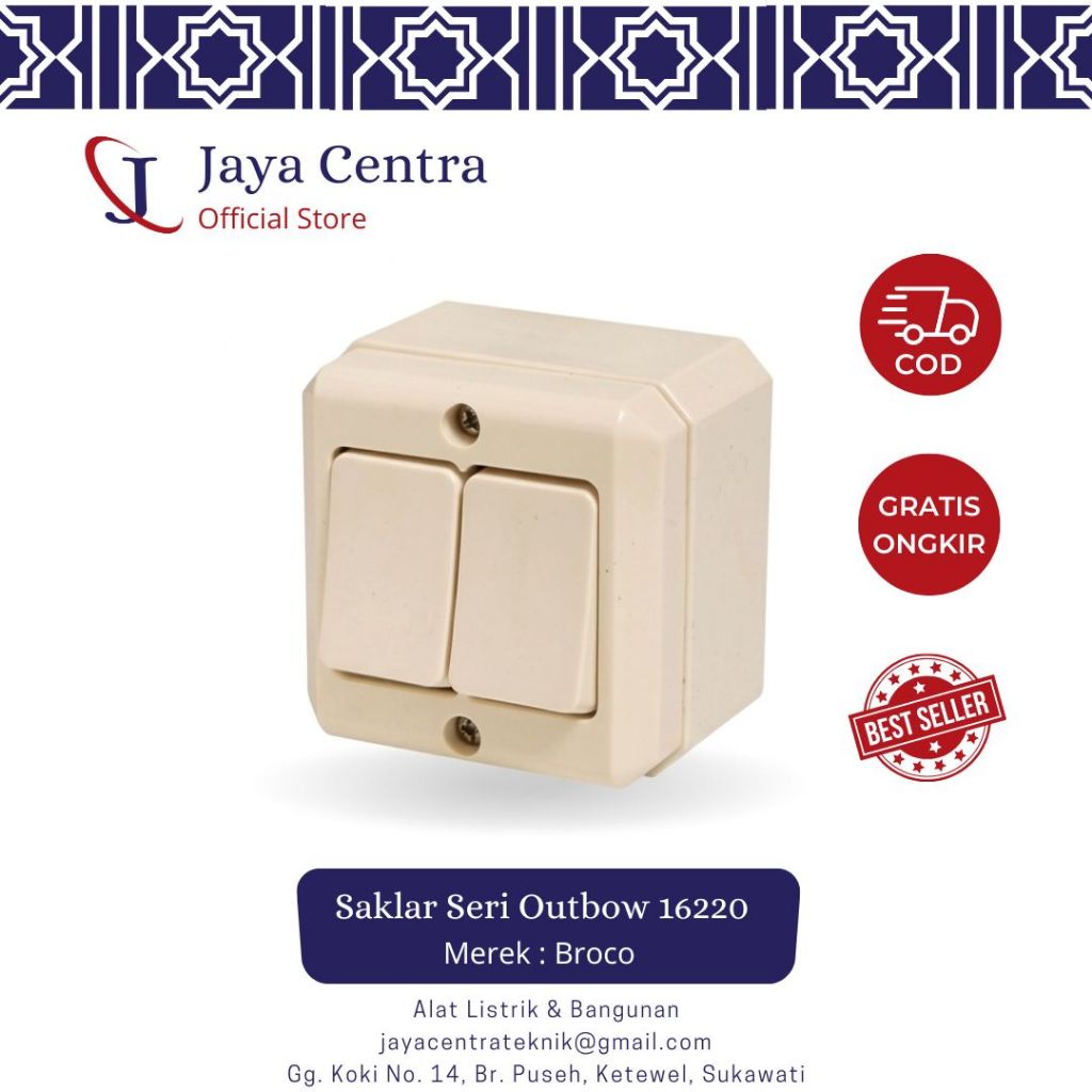 Saklar Broco Double Outbow/ Saklar Broco Putih Seri Outbow 16220 Original