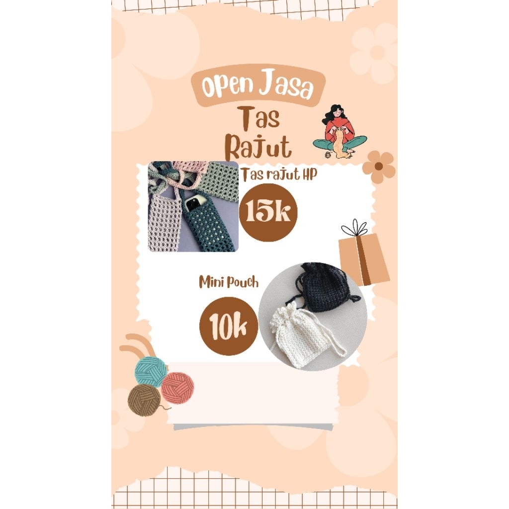 Jasa Merajut tas hp custom