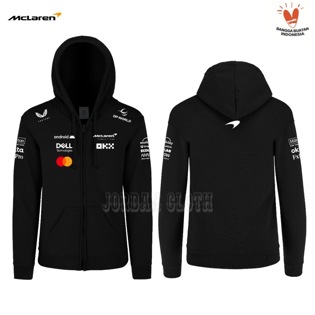 Hoodie Zipper Sweater Jaket McLaren Team Balap Racing F1