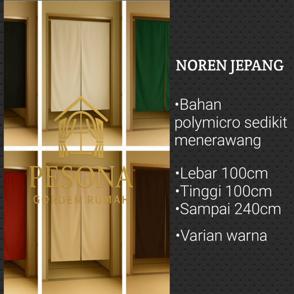 Gorden Noren Japan|Tirai Pintu Pembatas Ruangan|Polos Minimalis